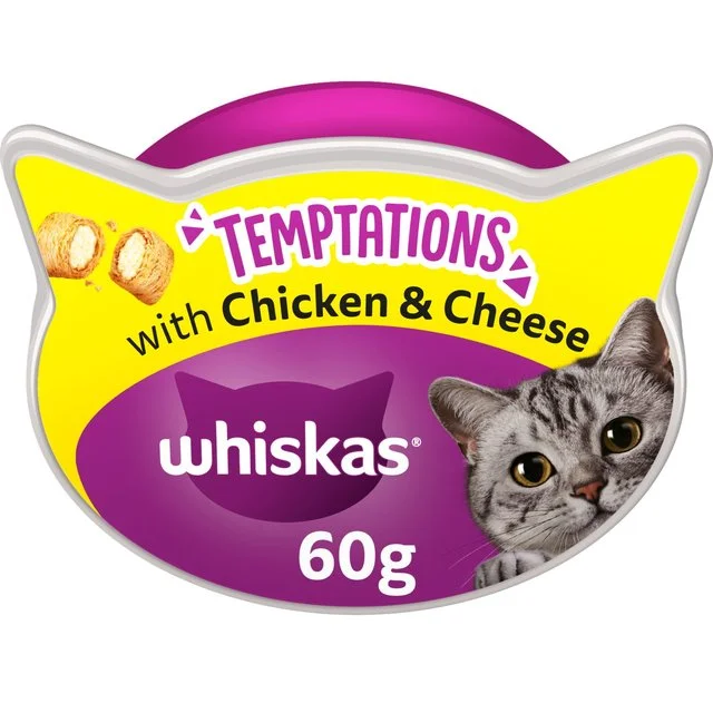    - Digestive care cat food  Whiskas Temptations Adult Cat Treat Biscuits with Chicken & Cheese   60g